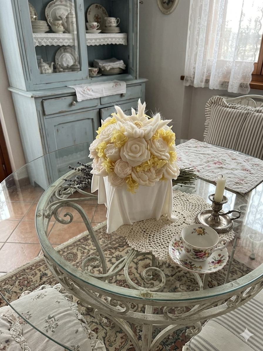 Bouquet vaso in 3D effetto seta