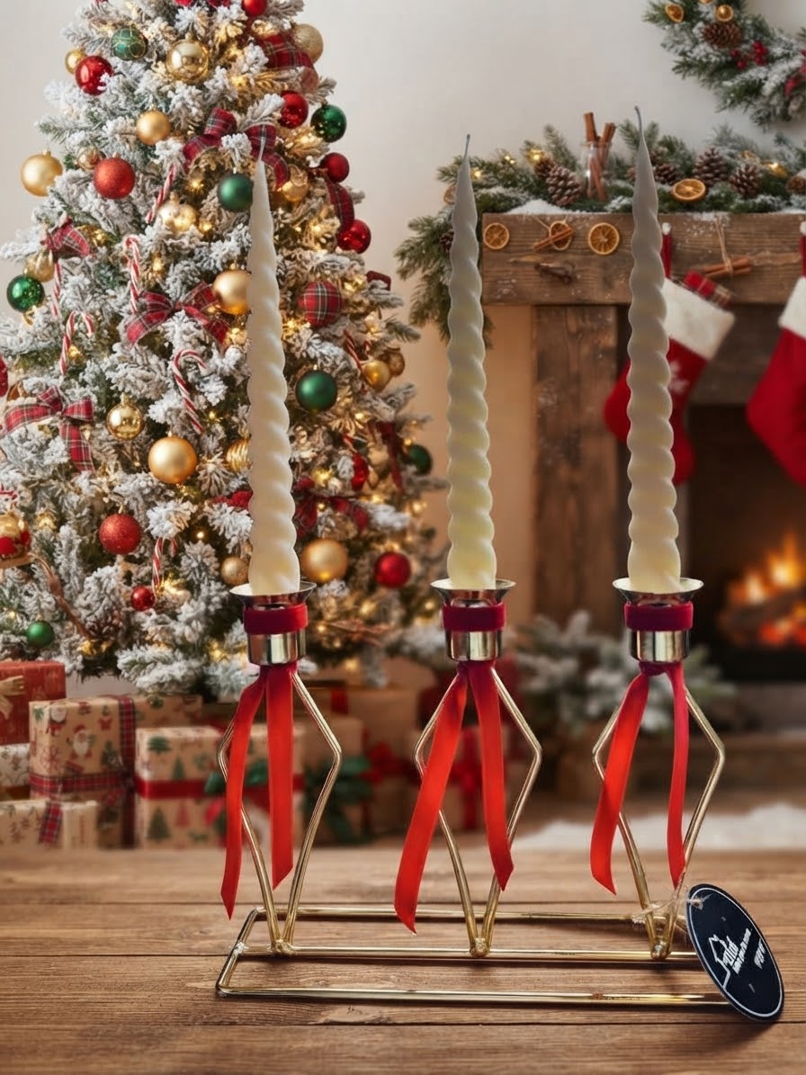 Candelabro con 3 candele treccia